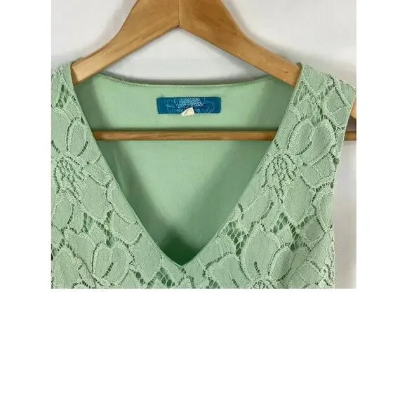 francescas buttons green lace dress size small - Picture 2 of 5